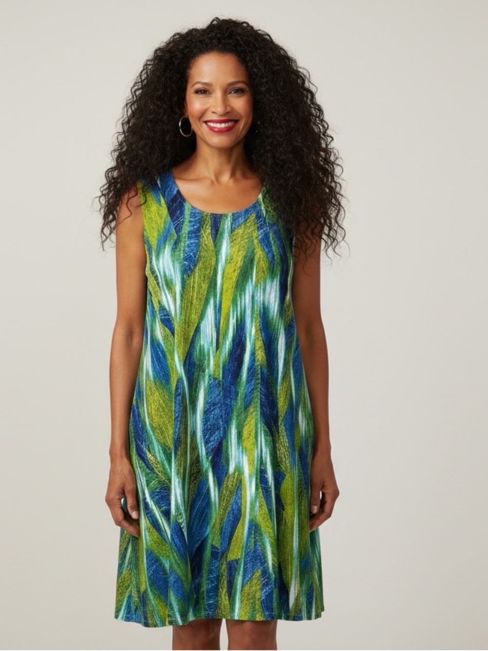 Tanjay Abstract Print Sleeveless Shift Dress - Size 16P